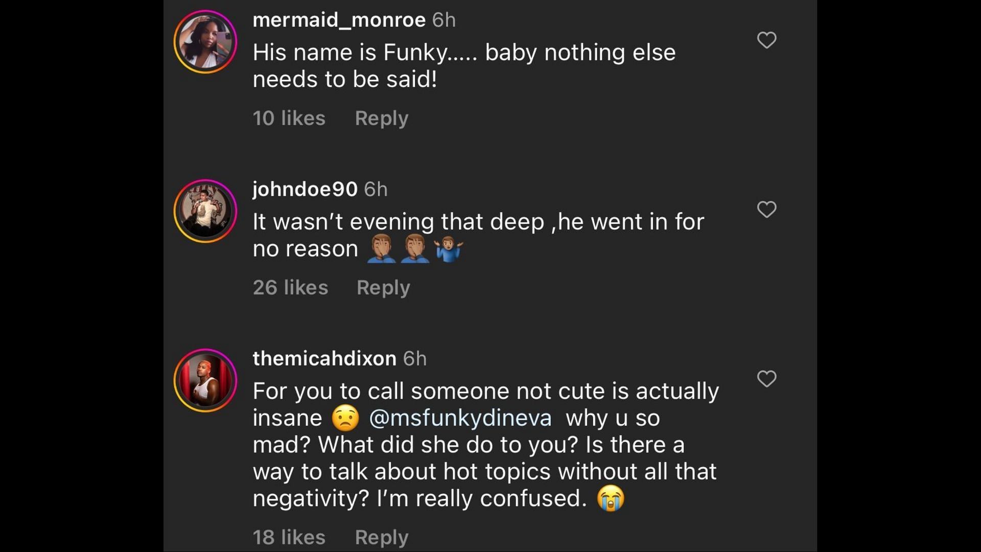 Screenshot of Internet users remarking on Dineva&#039;s remarks on Halle and Chloe Bailey. (Photo via @TheNeighborhoodTalk/Instagram)