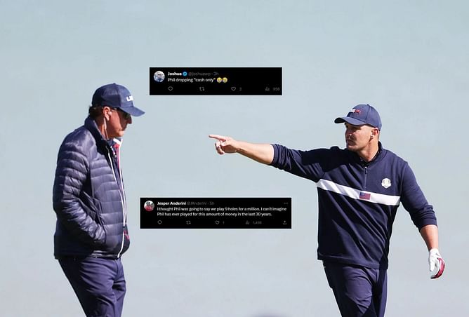 "Phil dropping cash only" - Phil Mickelson intrigues golf fans with a daring bet and gambling instincts in a friendly golf match