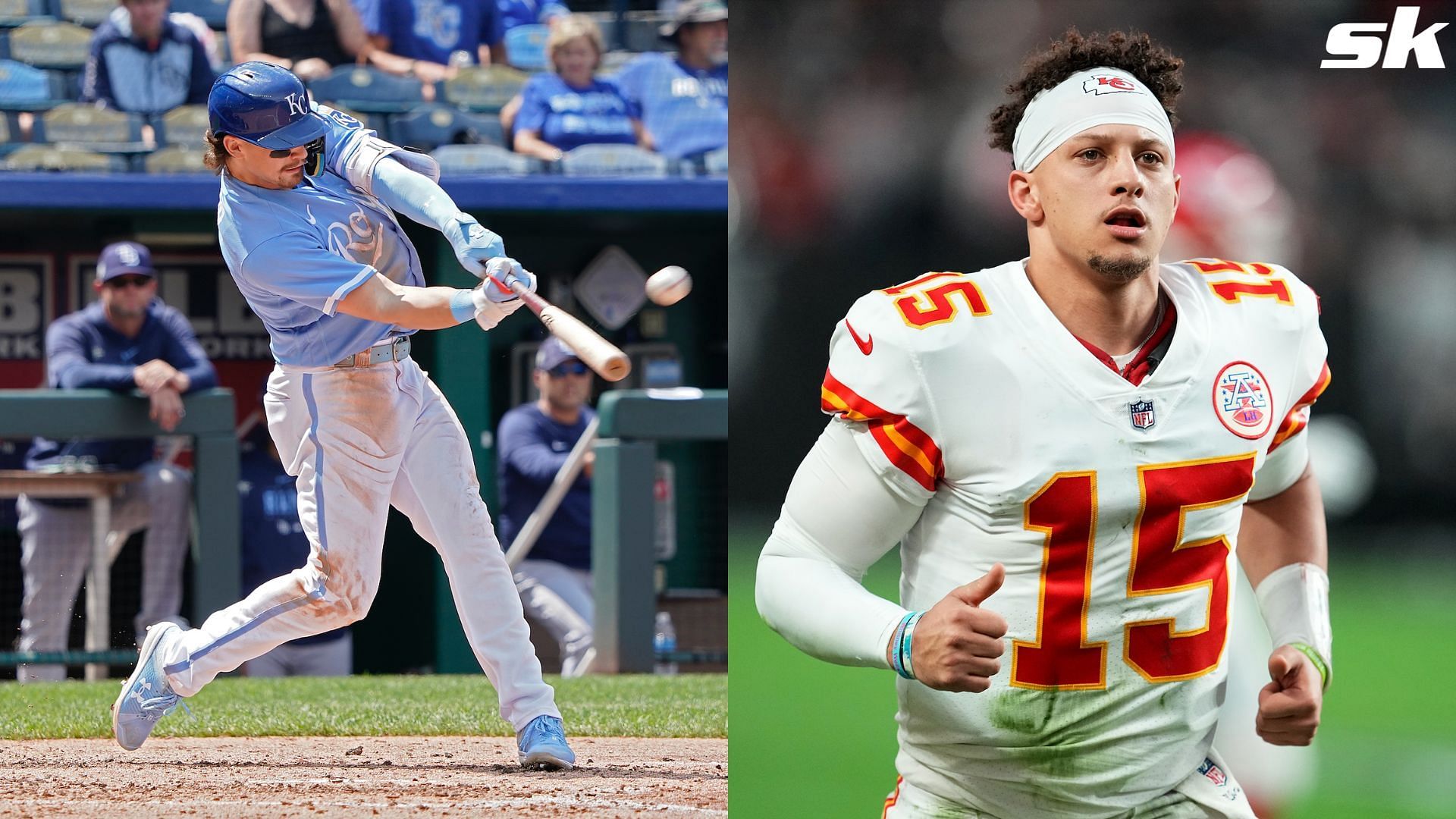 Bobby Witt Jr. of the KC Royals and Patrick Mahomes of the KC Chiefs