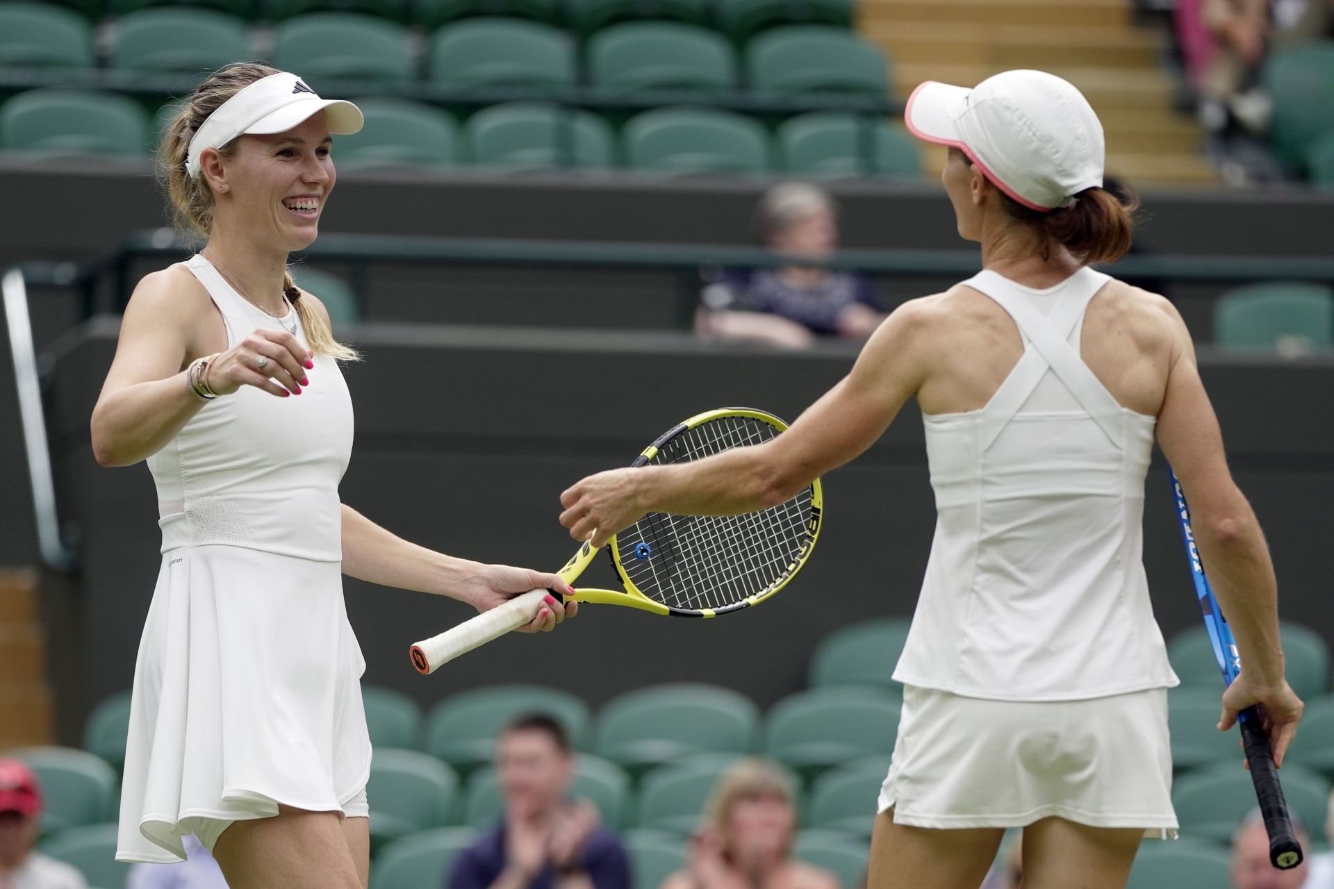 Wozniacki (L) at the 2023 Wimbledon Championships.