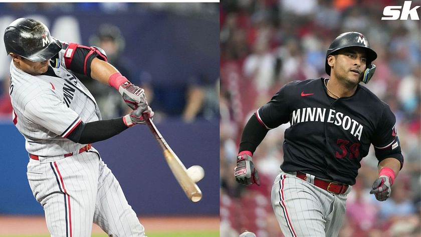 Minnesota Twins first baseman Donovan Solano, left, New York