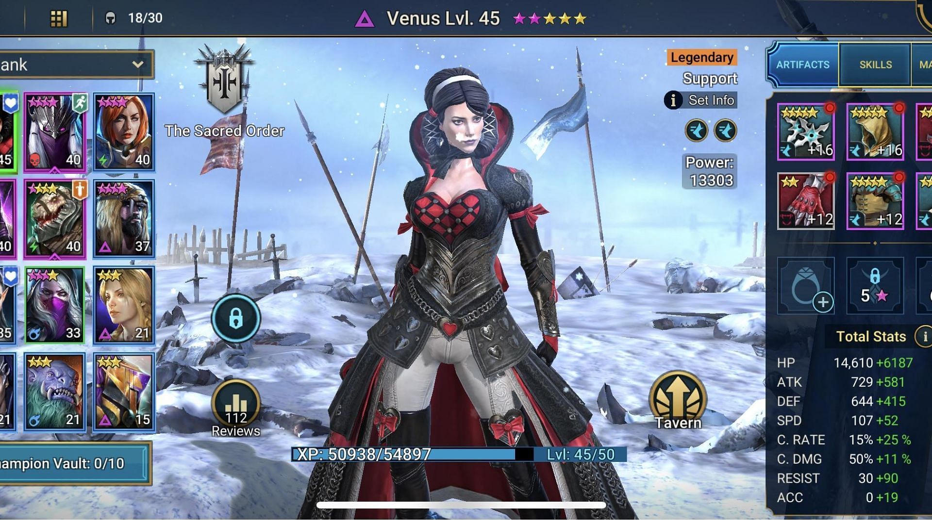 Venus from The Sacred Order faction. (Image via Plarium)