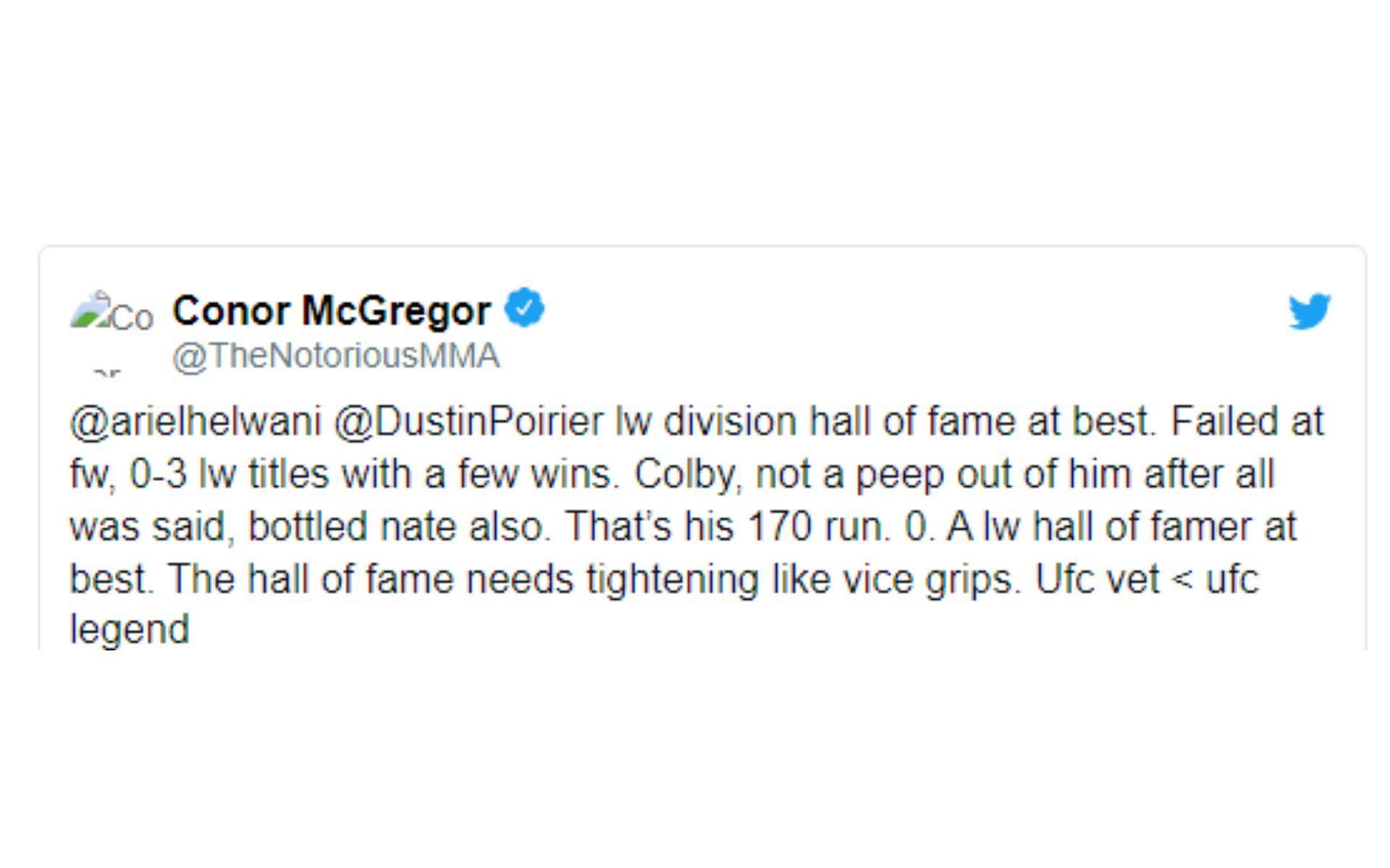 Tweet [@TheNotoriousMMA]