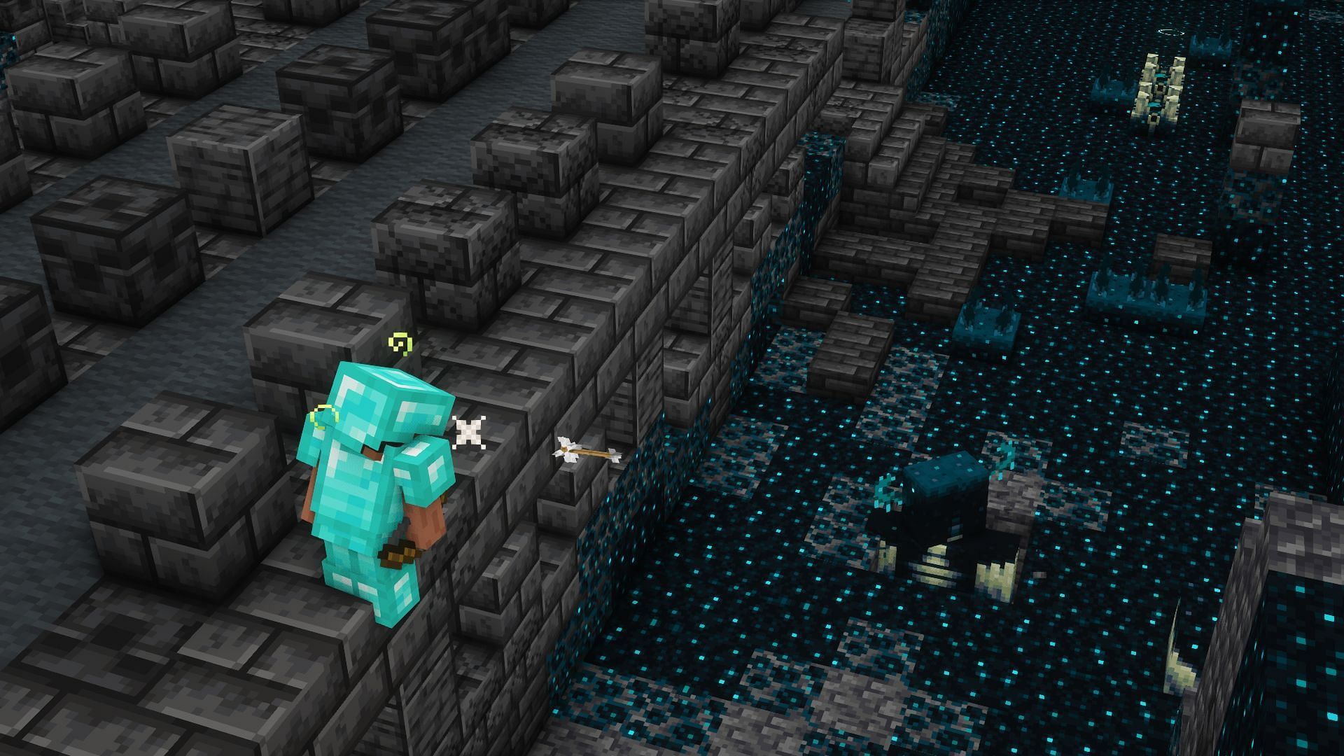 Player attacking a trapped warden (Image via Mojang)