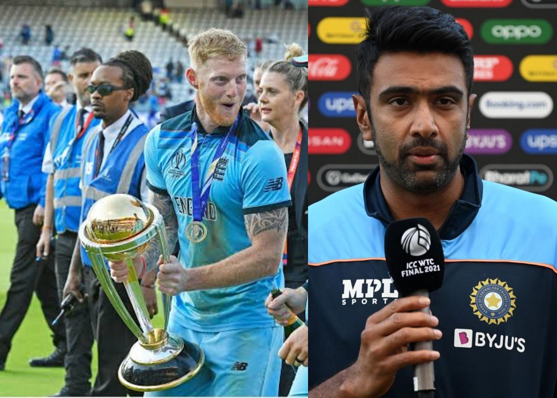 Ben Stokes (l) and Ravichandran Ashwin (r)