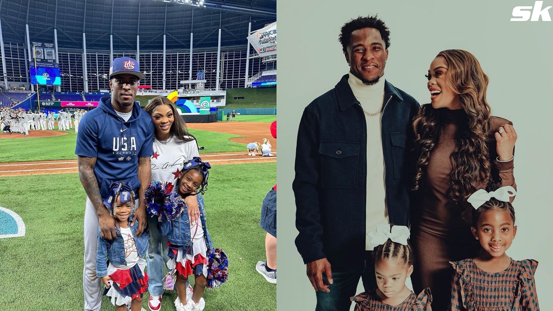 Tim Anderson with wife Bria and two daughters