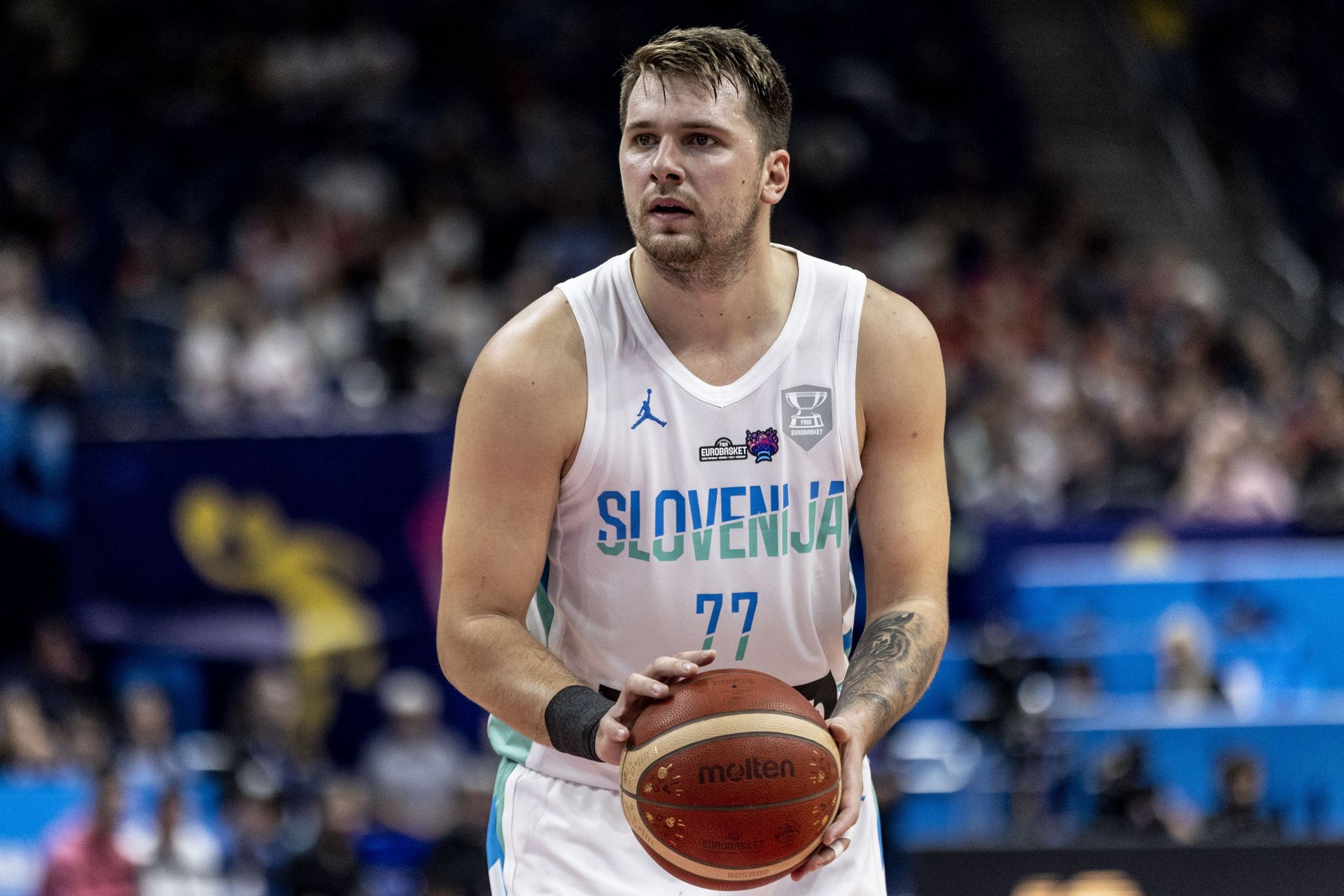 Luka Doncic on the court for Slovenia