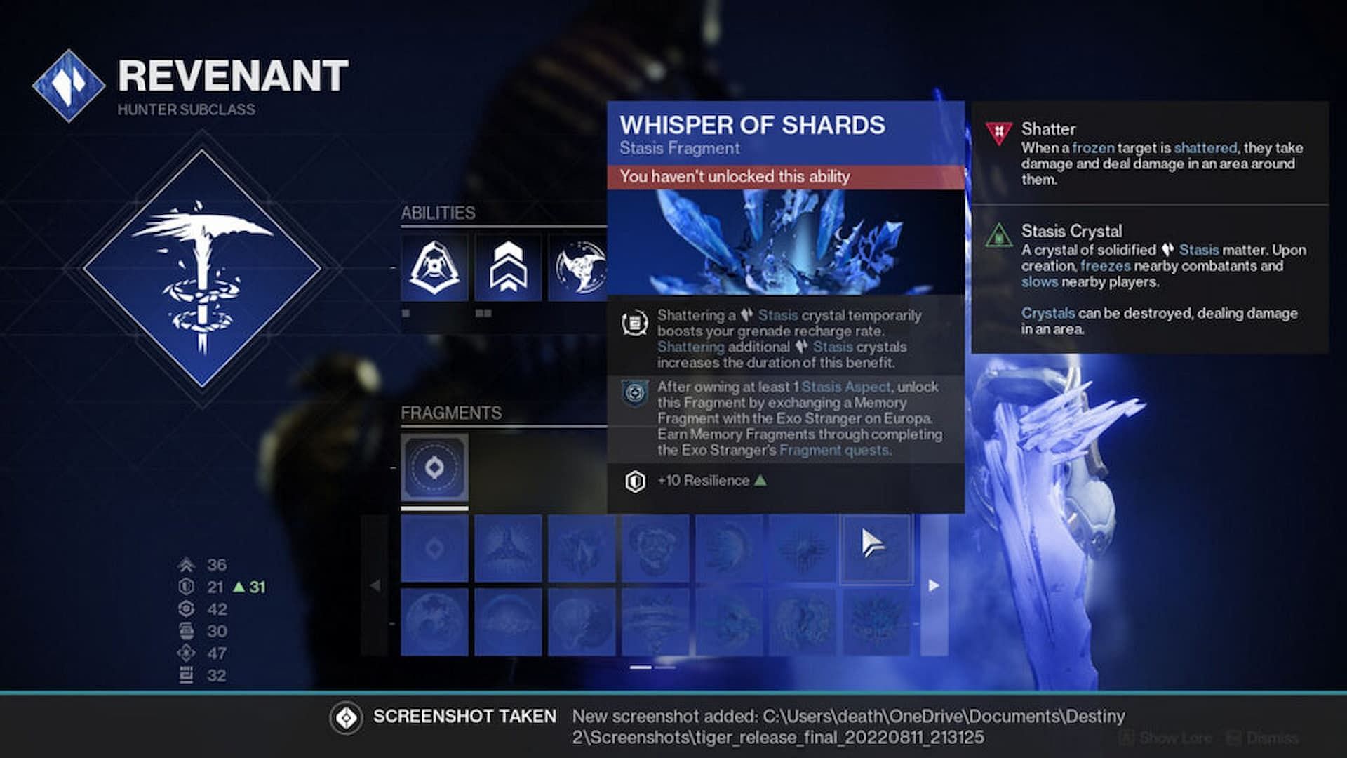 Increase your Grenade Recharge using the Whisper of Shards (Image via Bungie)
