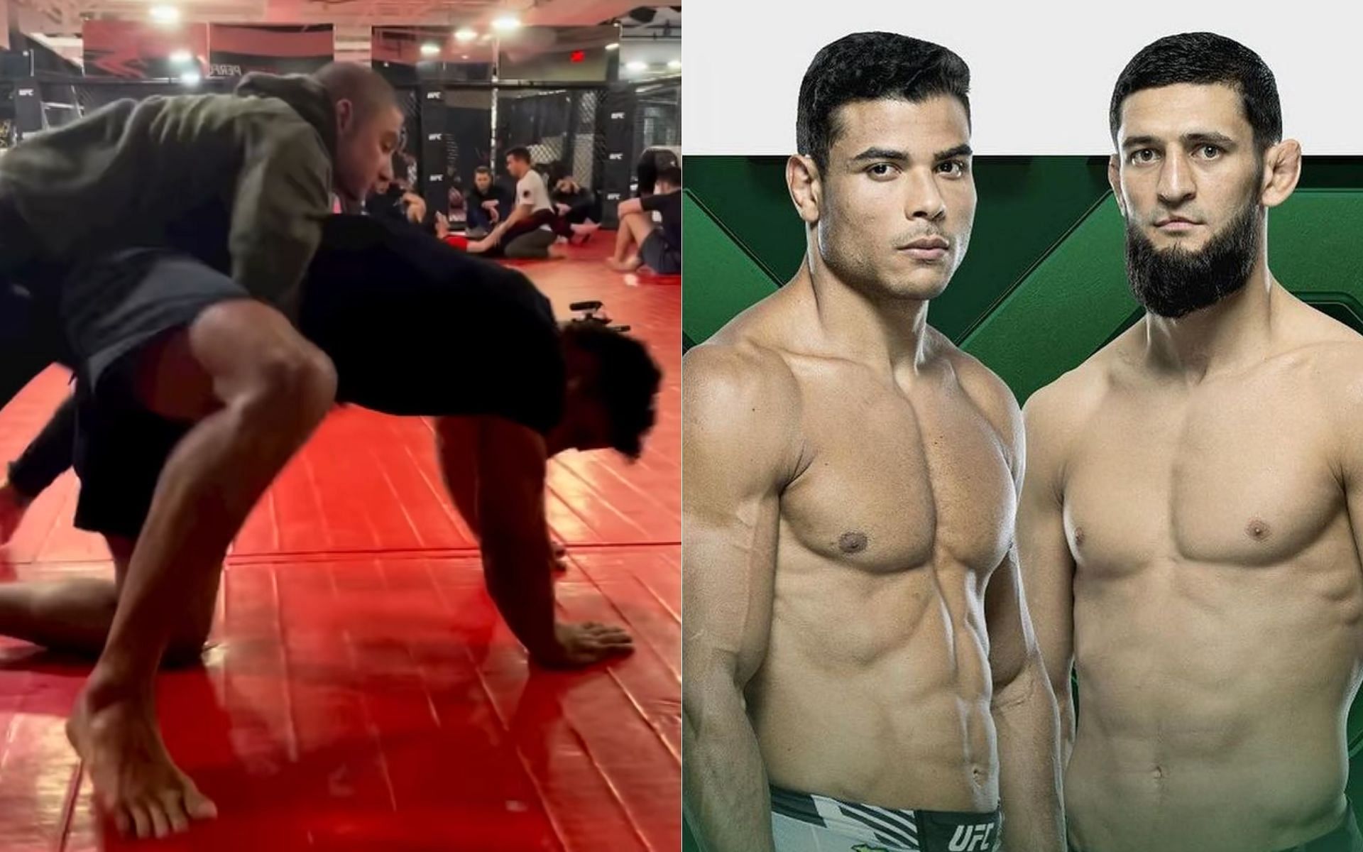 Paulo Costa and training partner (left) Paulo Costa and Khamzat Chimaev (right) [Image courtesy @borrachinhamma on Instagram] @