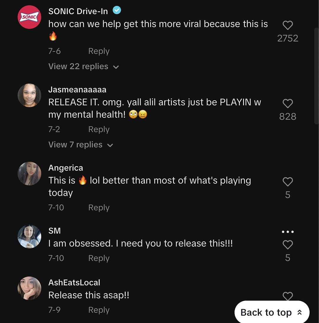 Fans demand the full version of the viral song (Image via TikTok)