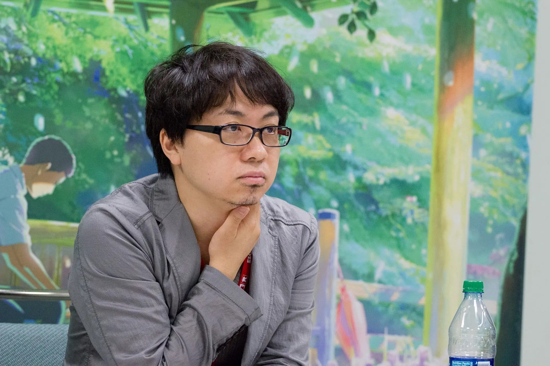 Makoto Shinkai during an interview at Anime Expo 2013 (Image via Animediet)
