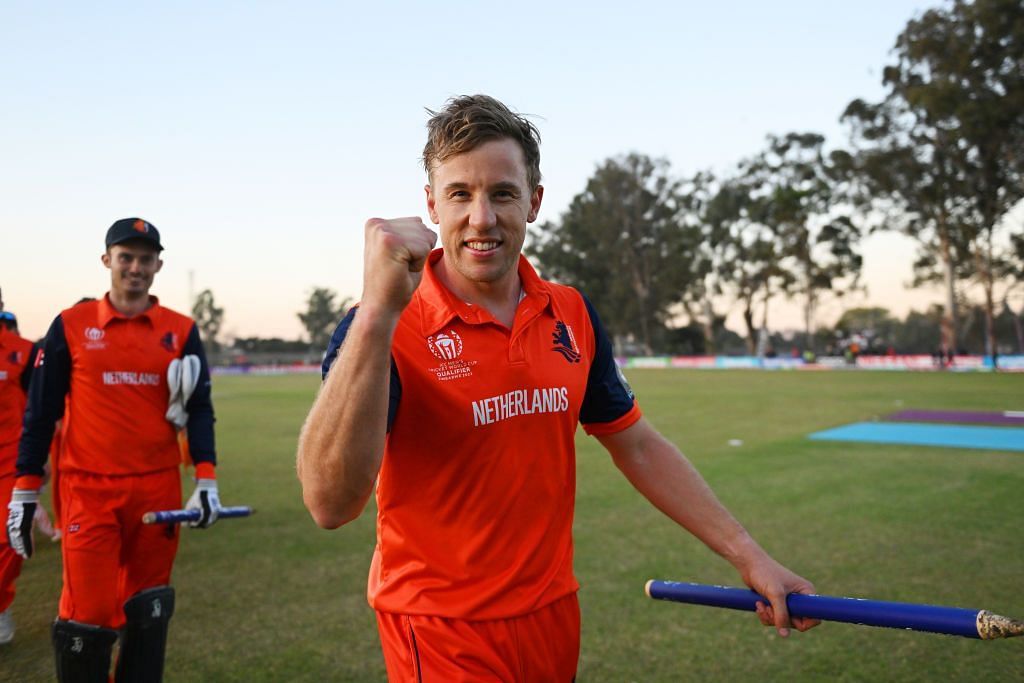 Logan van Beek in action (Image Courtesy: ICC Cricket)