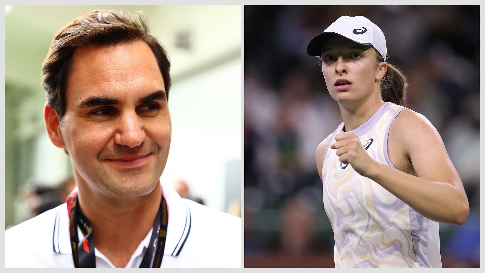 Roger Federer (L) and Iga Swiatek (R) 