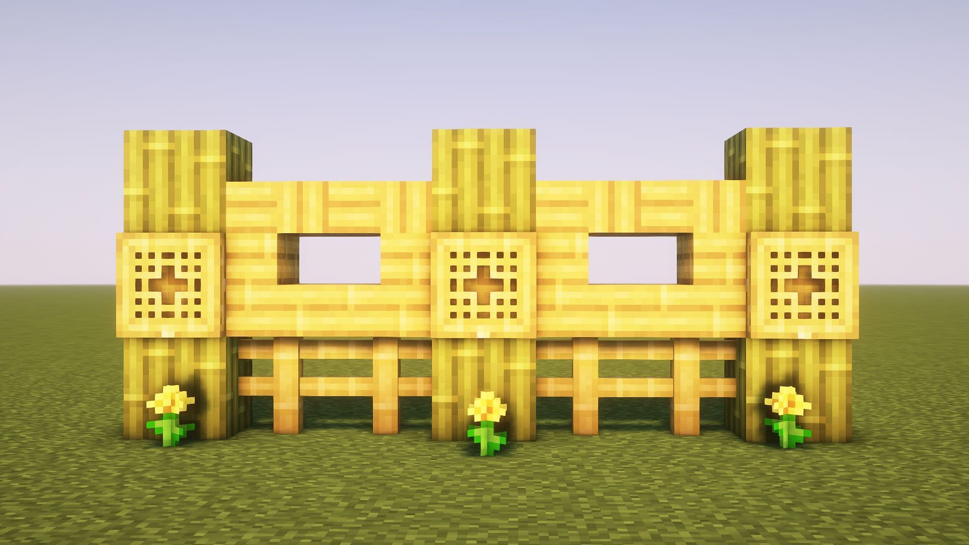 This wall is entirely made up of bamboo blocks in Minecraft (Image via Mojang)