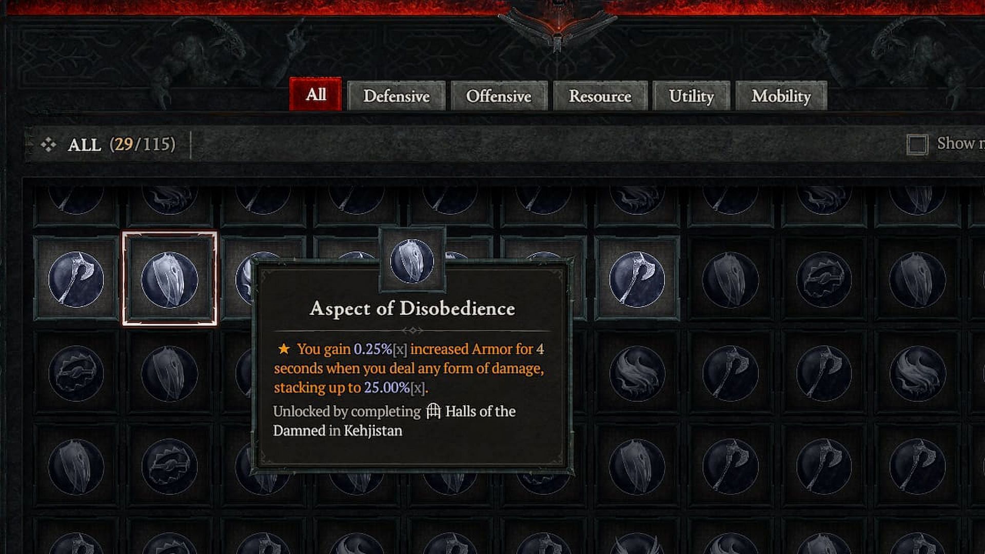 You can use this Aspect for the Blizzard build (Image via Diablo 4)