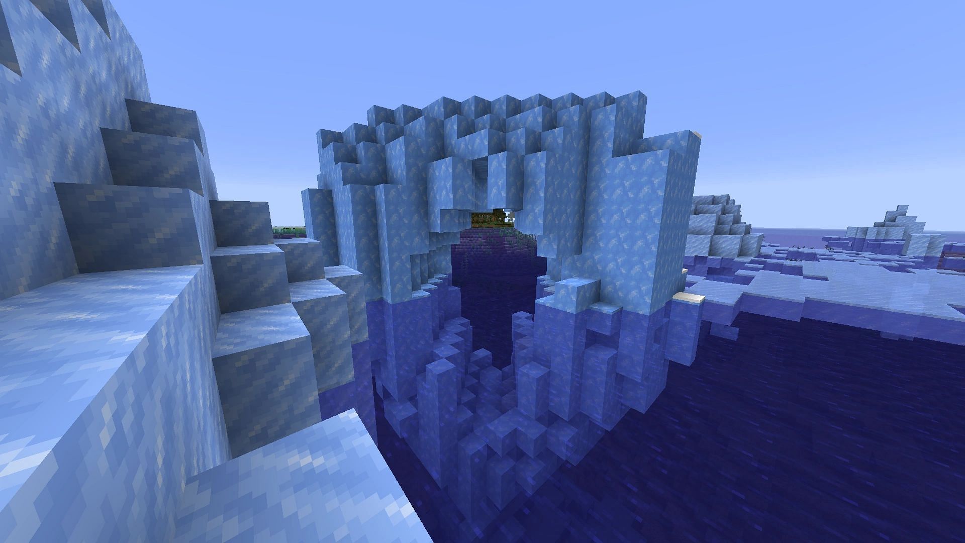 Blue ice can be found in frozen ocean biomes, snowy villages, and ancient cities in Minecraft (Image via Mojang)