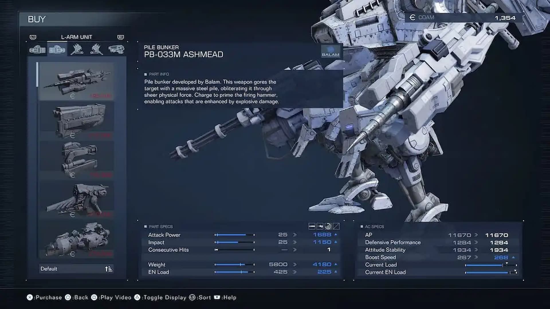 The PB-033M is one of the default weapons in Armored Core 6 (Image via FromSoftware)