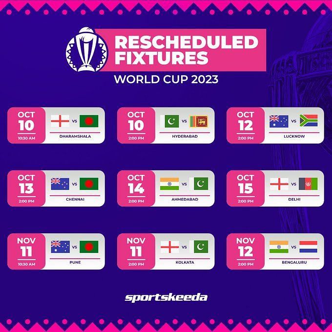 India schedule 2023 World Cup: Complete India match list, dates, venues ...