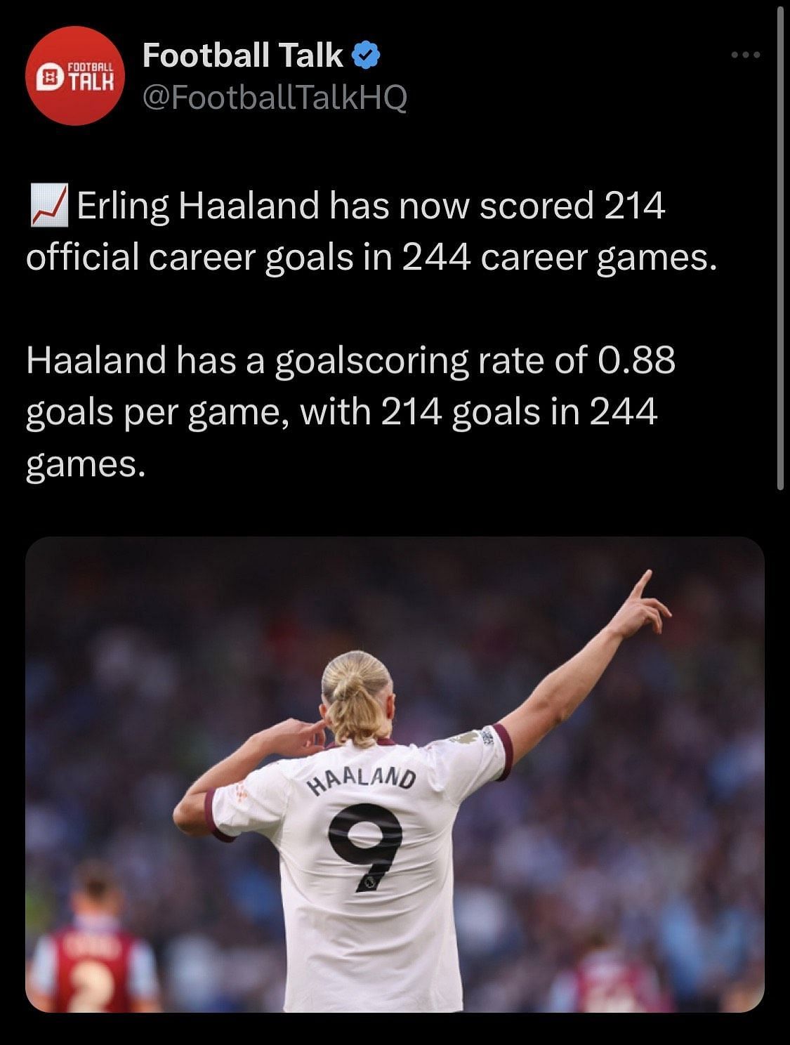 Stunning statistic regarding Erling Haaland&#039;s goalscoring.