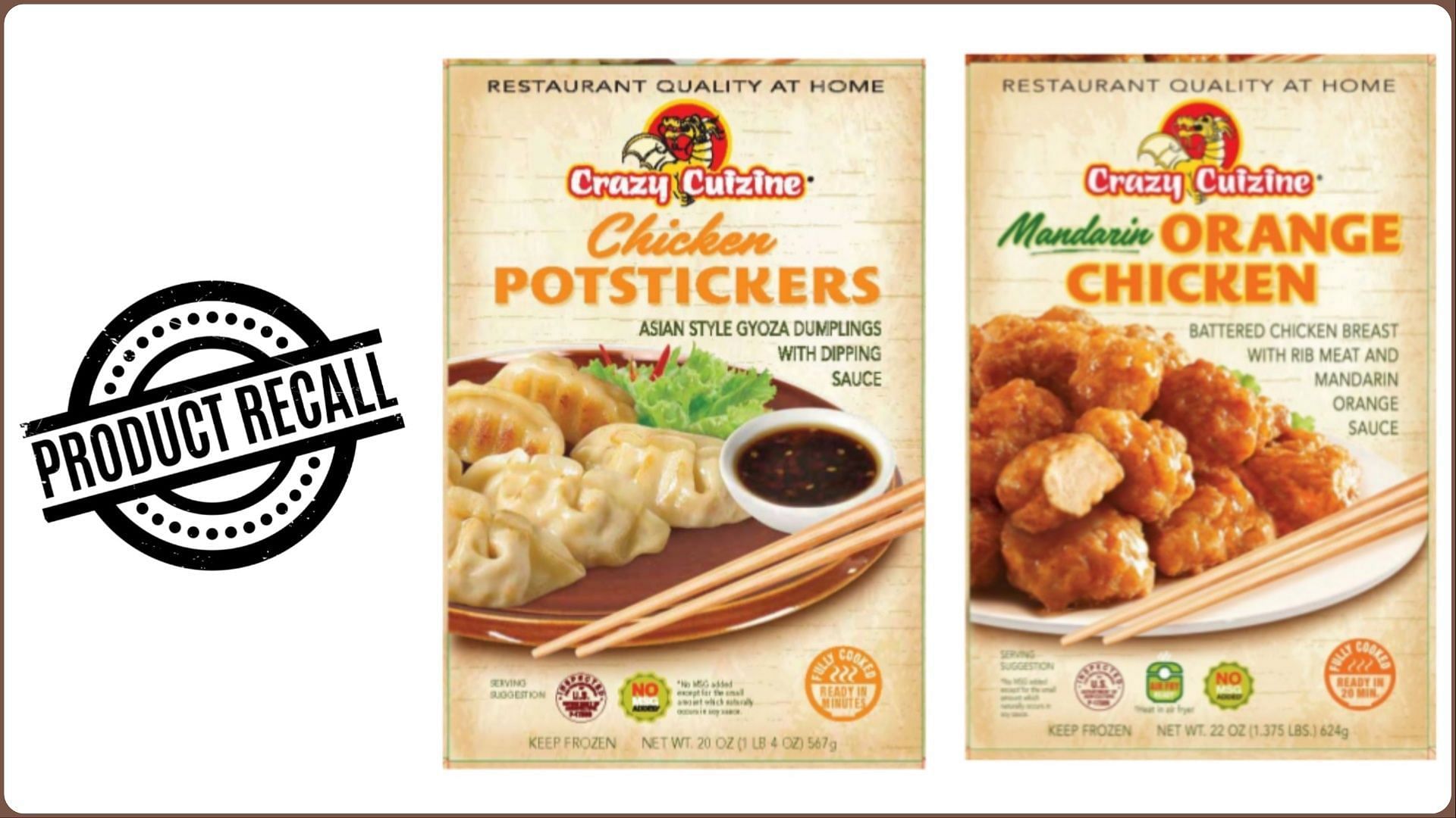 Day-Lee Foods Inc. recalls frozen Chicken Potsticker products over a misbranding and undeclared allergens concern (Image via FSIS)