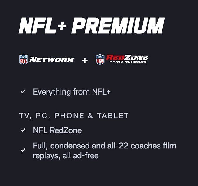 What is the price of NFL+ Premium subscription? List of features