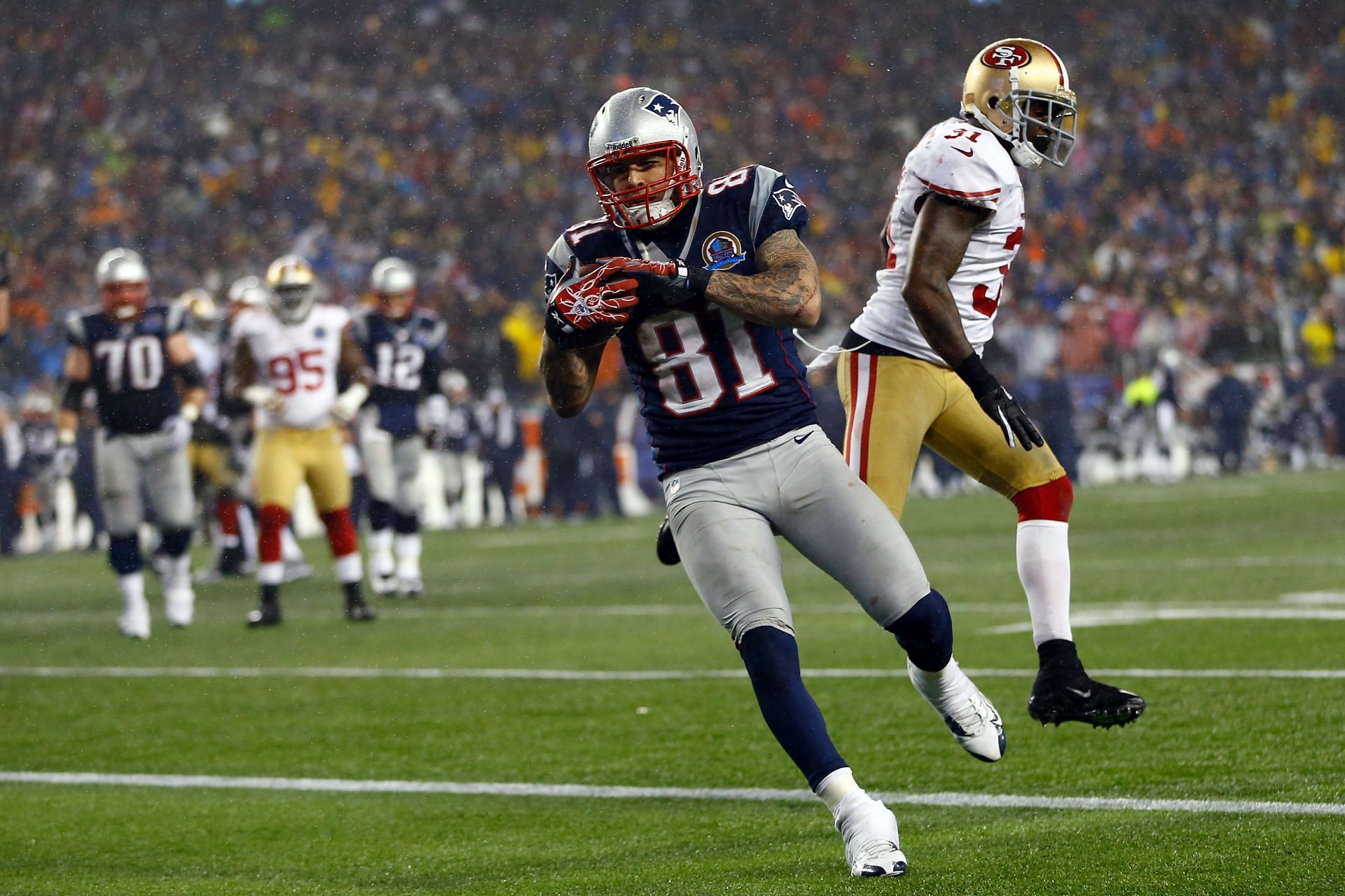 Hernandez played with the Patriots in the NFL