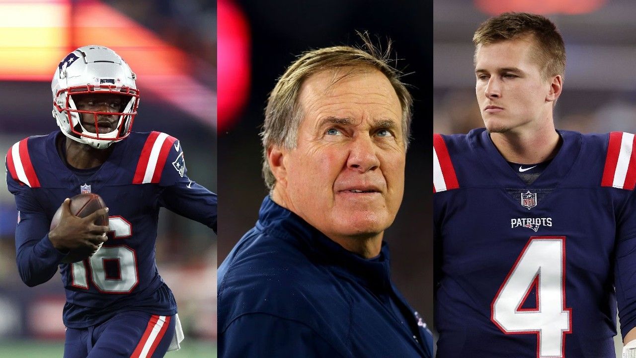 Malik Cunningham, Bill Belichick, and Bailey Zappe