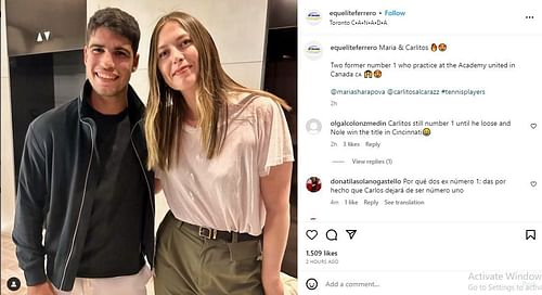 Carlos Alcaraz and Maria Sharapova in Toronto