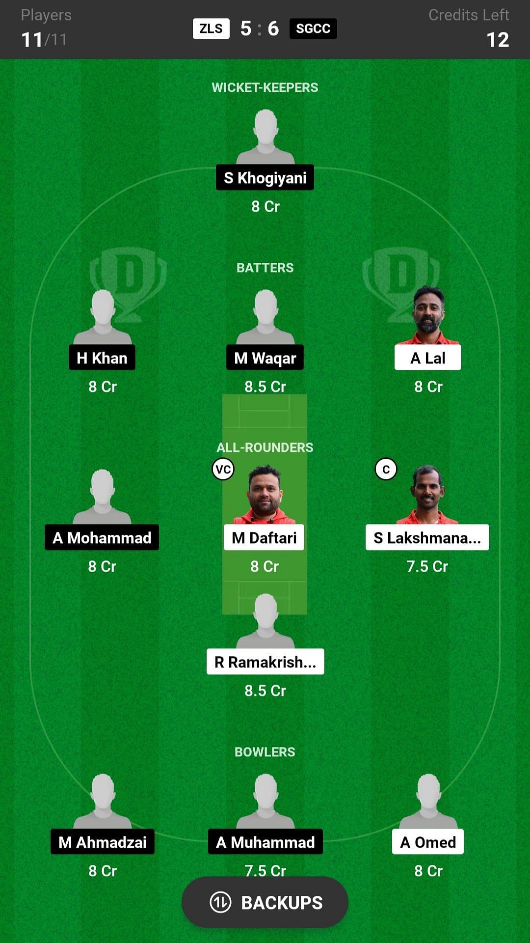 St Gallens CC vs Zurich Lions CC Fantasy suggestion #1