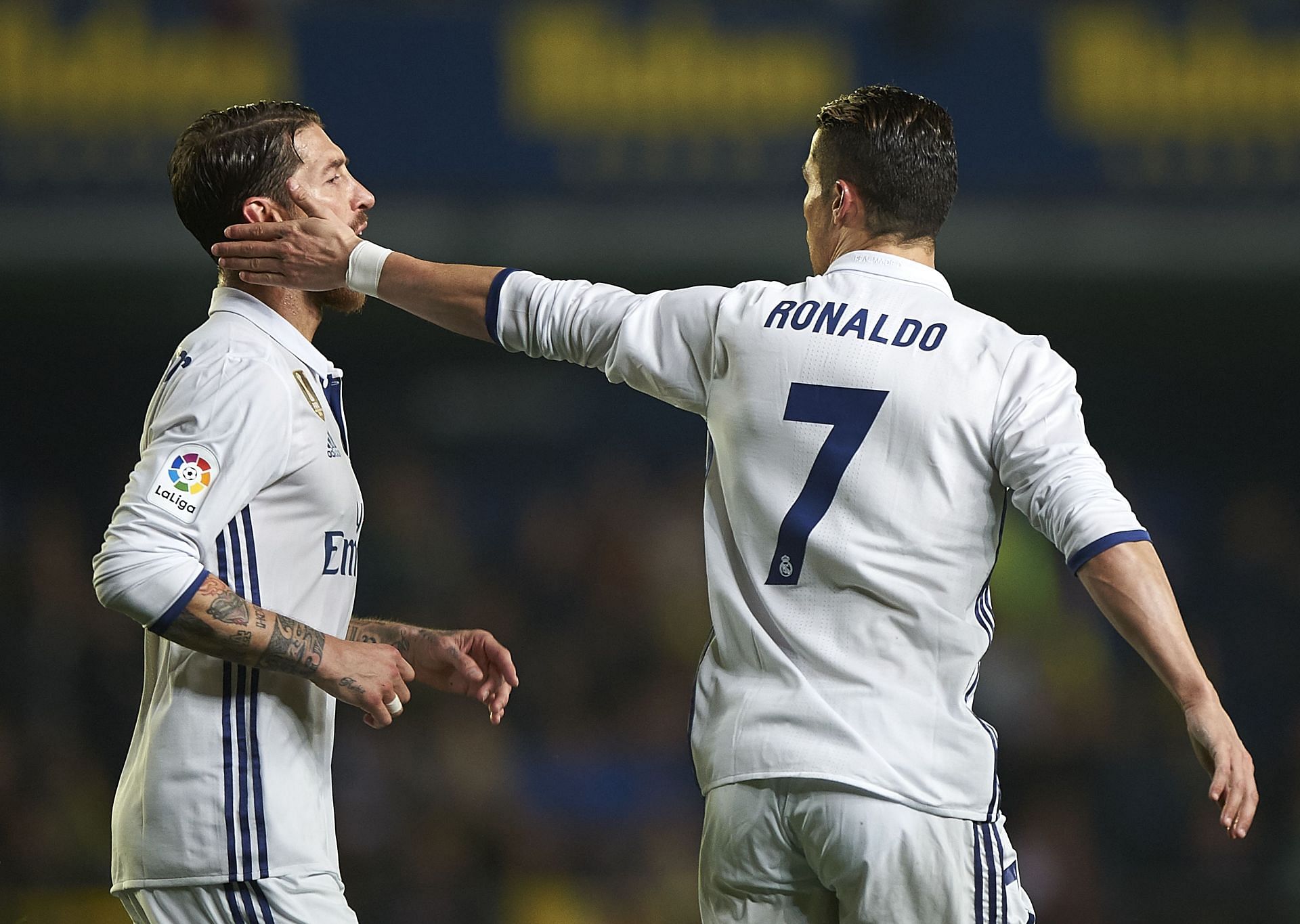 Ronaldo (right) joked with Ramos.