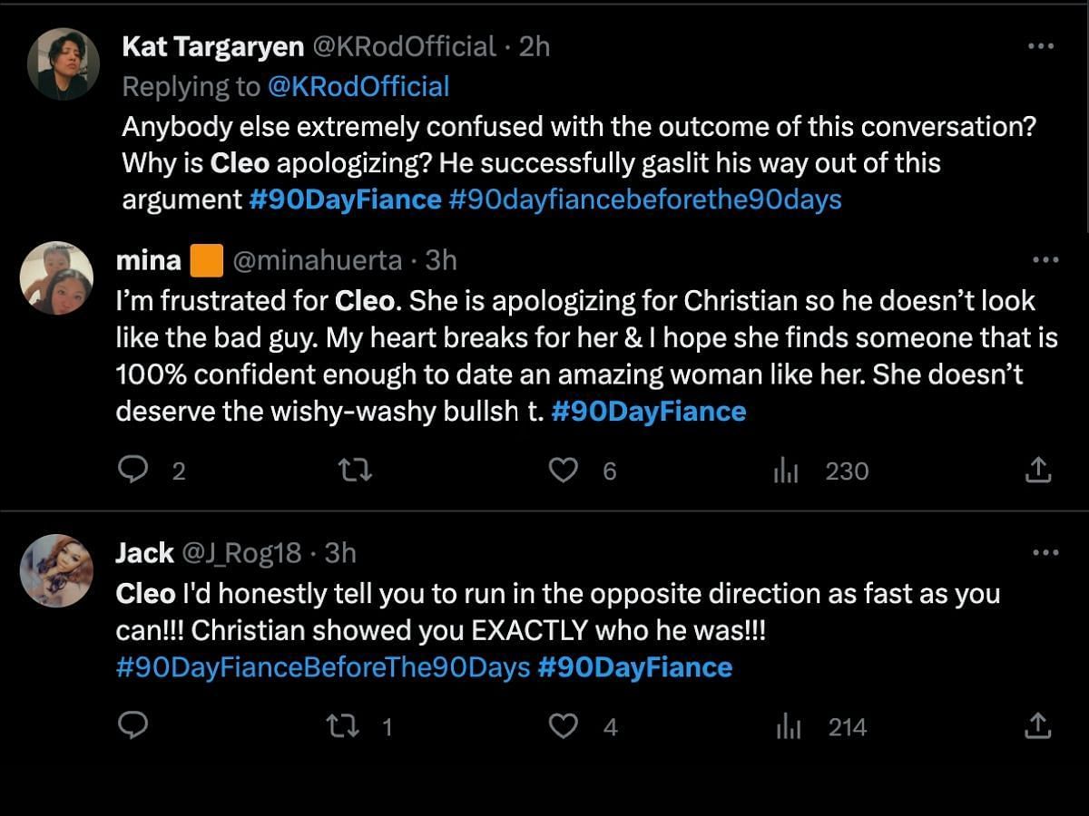 Fans support Cleo after her fight with Christian (Image via Twitter)