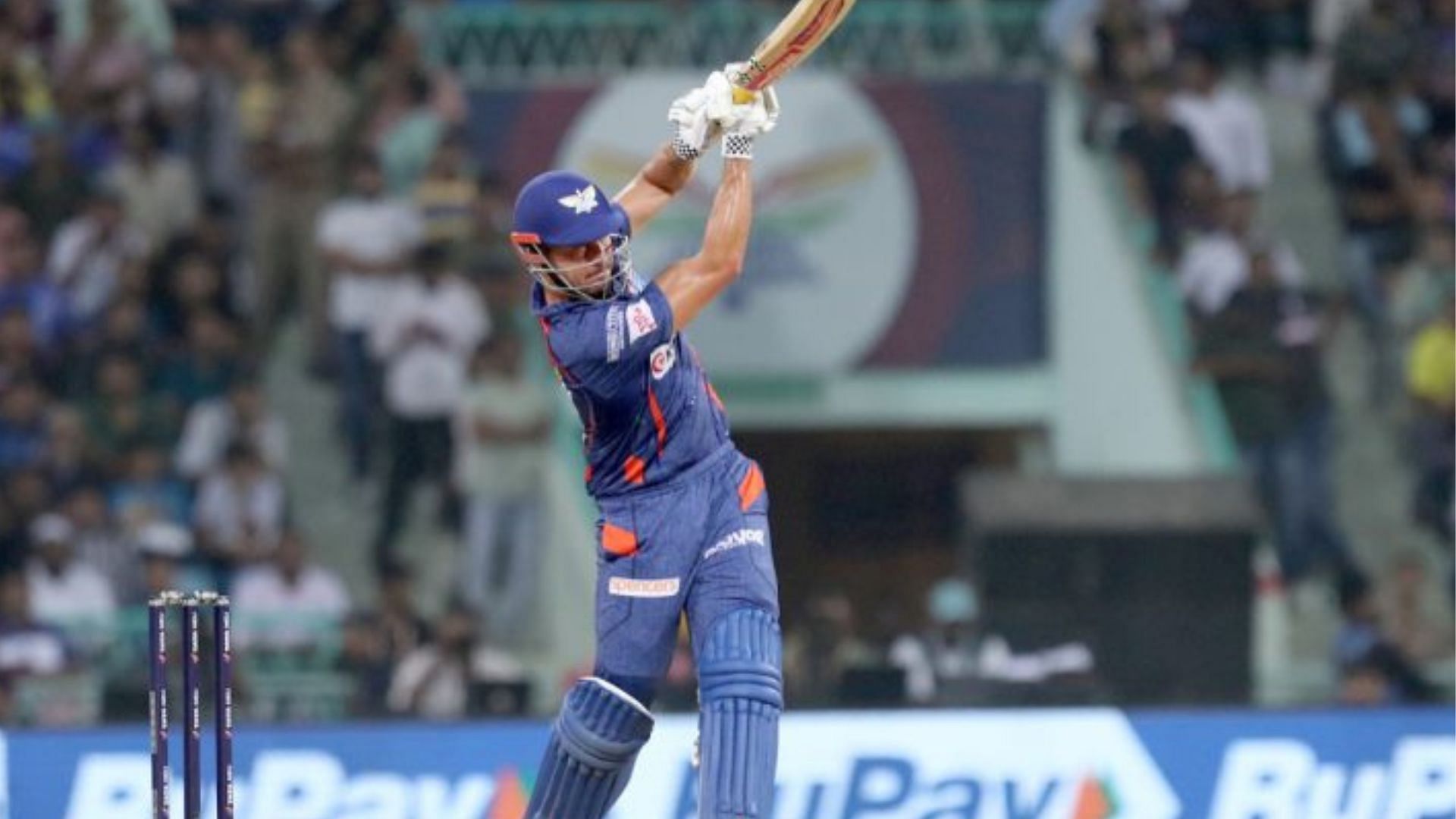 Marcus Stoinis en route to his highest IPL score earlier this year. 