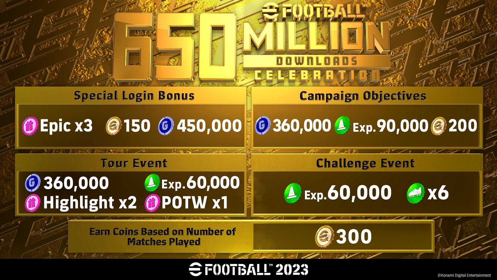 650M Downloads Campaign in eFootball 2023 Mobile: Get free 650 eFootball  Coins, GP, and more