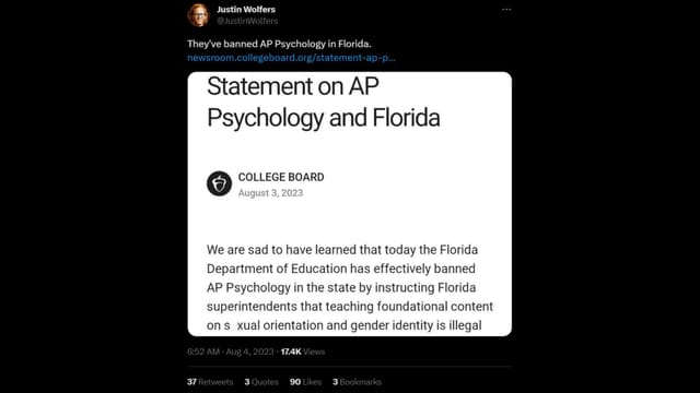Why is AP Psychology banned in Florida? College Board statement explained