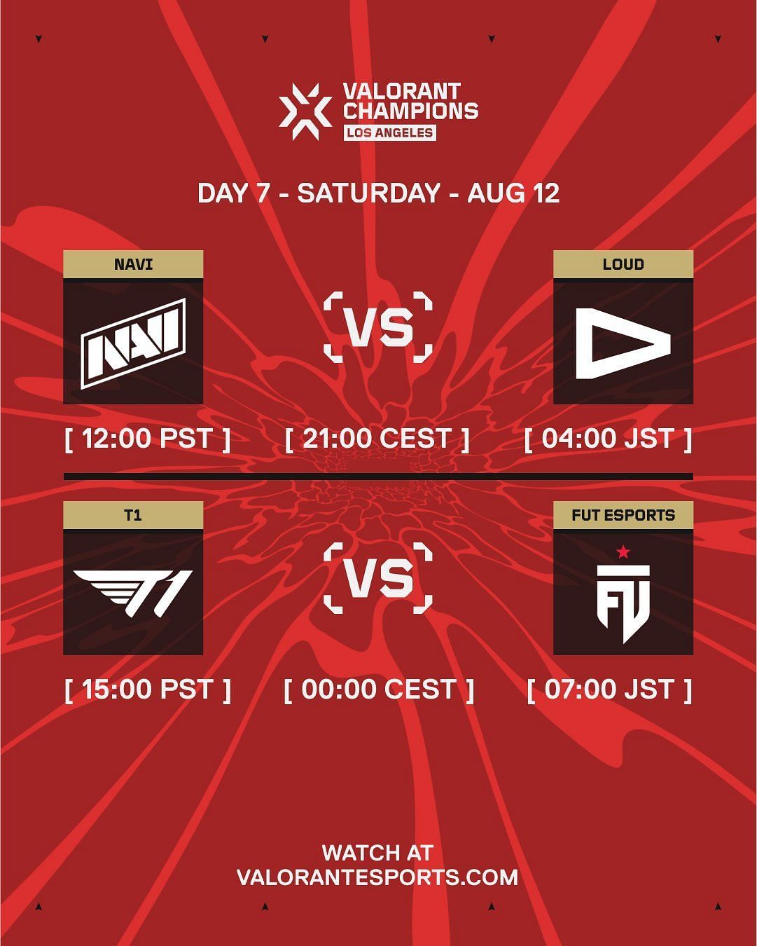 Day 7 schedule (Image via Riot Games)