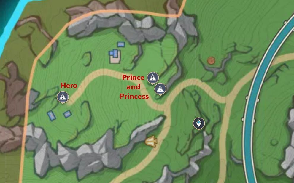 Hero, Prince, and Princess locations (Image via Sportskeeda)