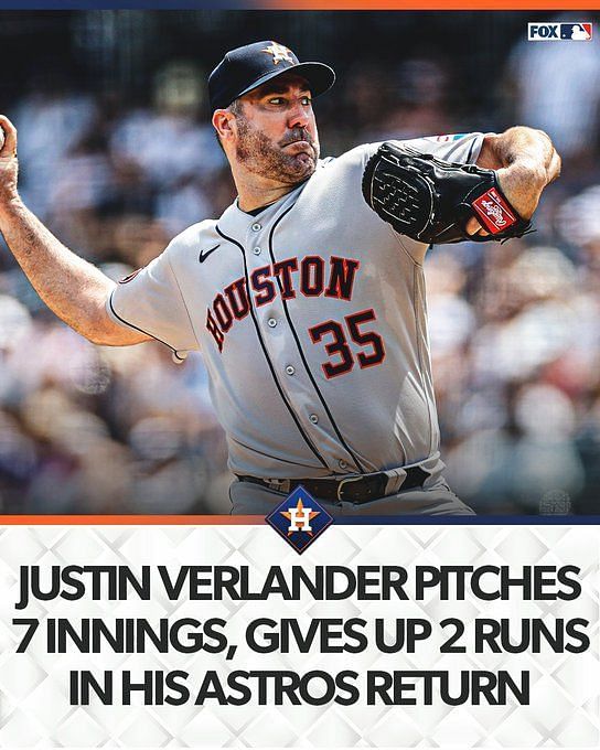 HOUSTON, TX - JUNE 19: New York Mets starting pitcher and former Houston  Astros pitcher Justin Verlander (35) stands for fans in tribute in his  honor before receiving his 2022 World Series