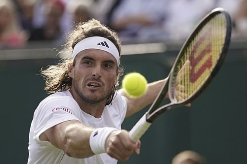 Tsitsipas at the 2023 Wimbledon Championships.