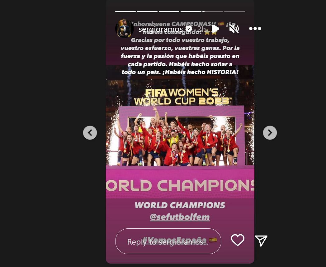 Screenshot of Ramos&#039; Instagram story
