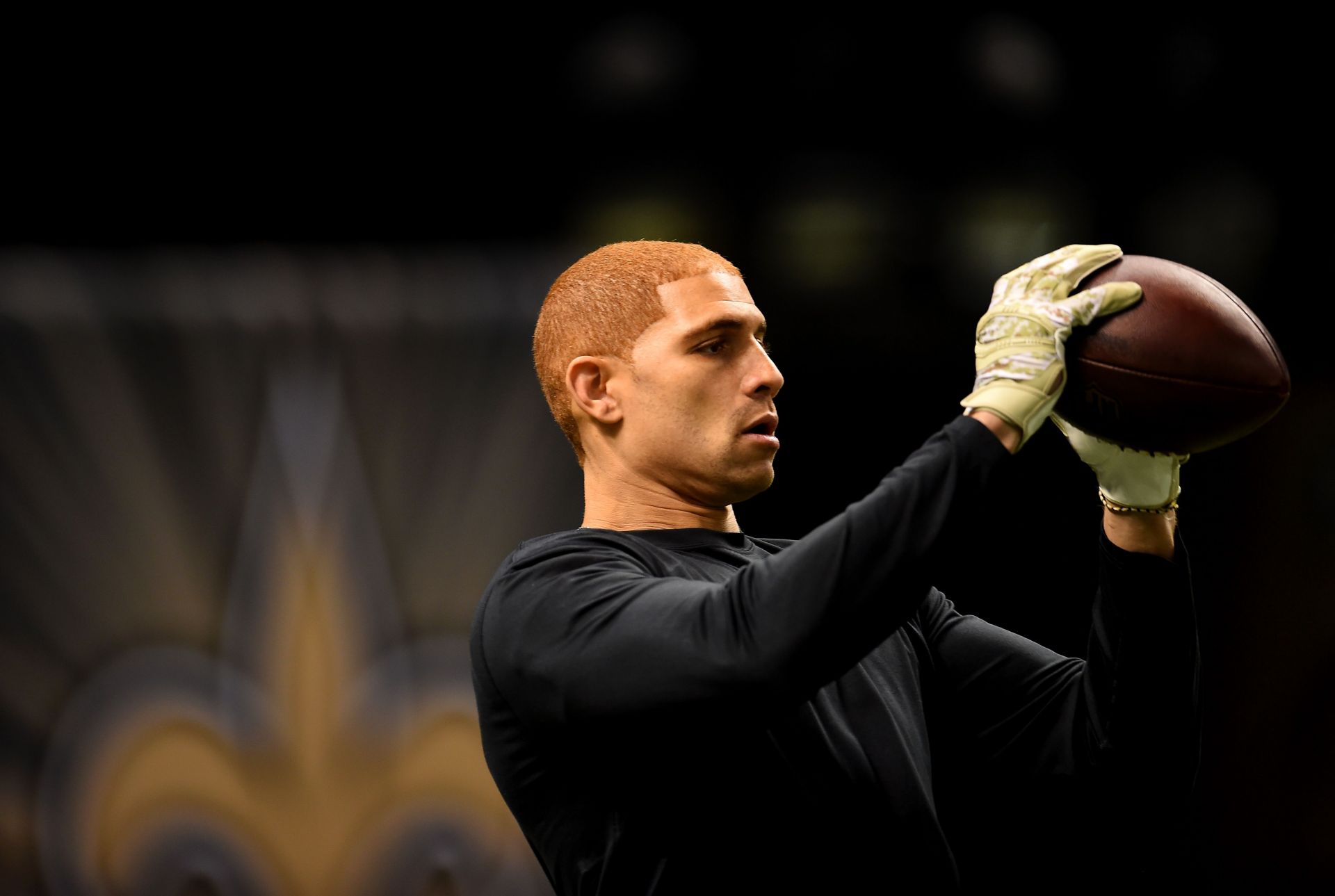 Jimmy Graham giving his hat to a young fan after tonight's game