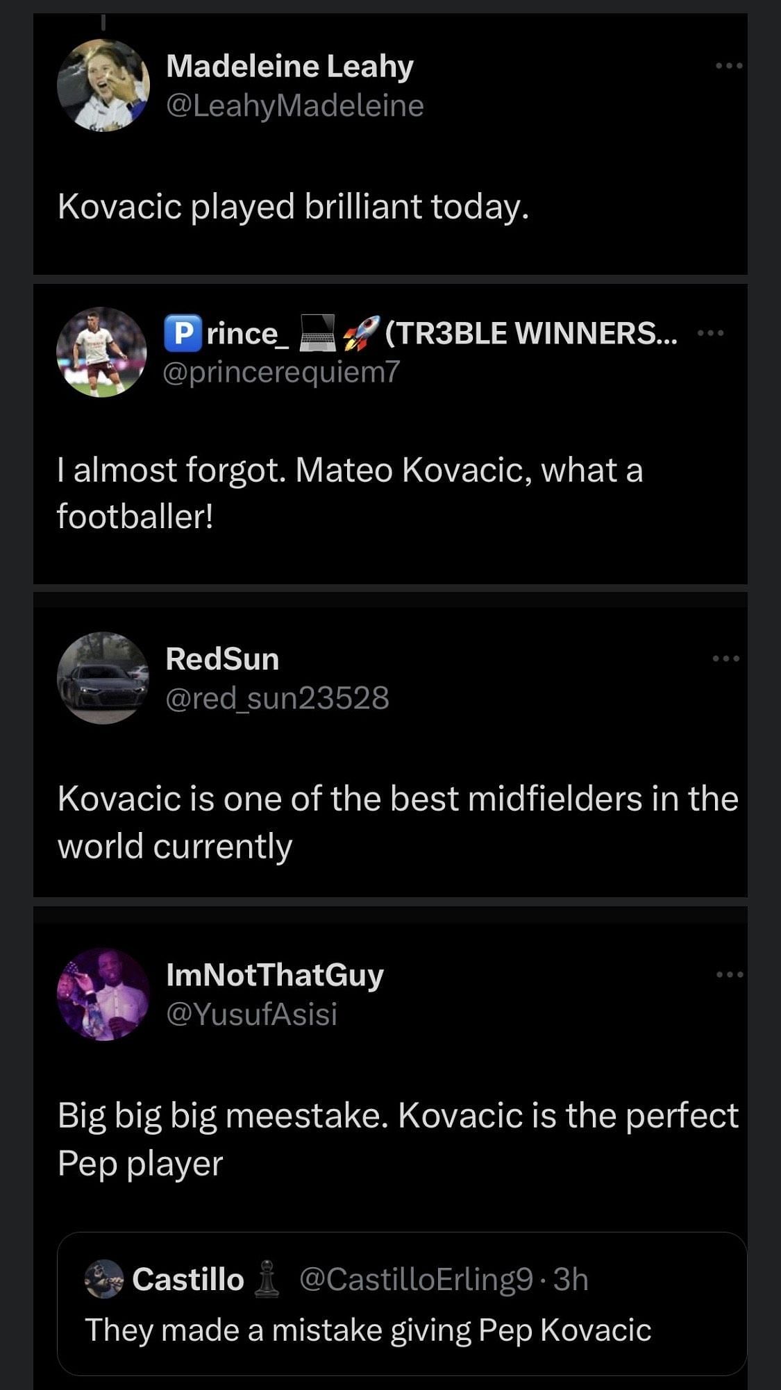 Kovacic is lauded by fans.