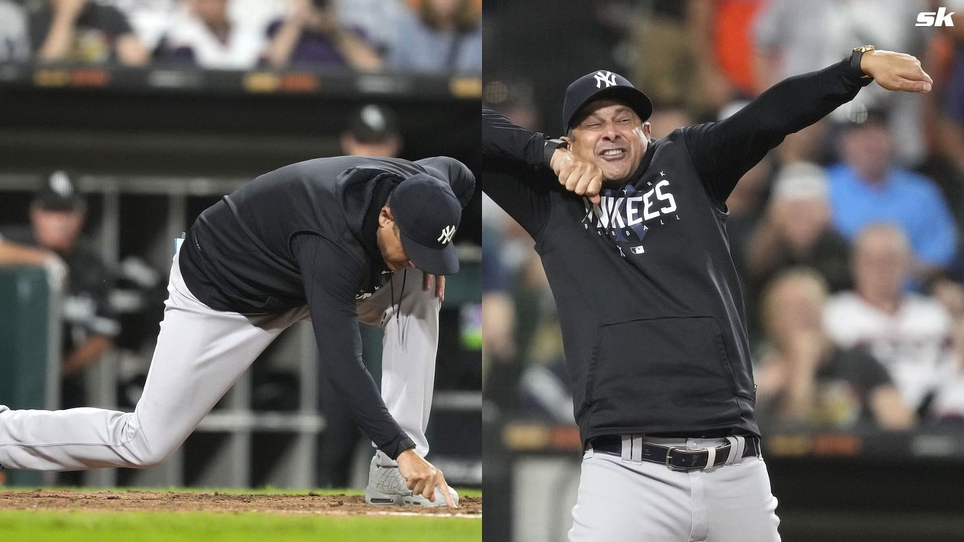 Aaron Boone brought out the hilarious acting during his feud with umpire Laz Diaz in the game against the White Sox.
