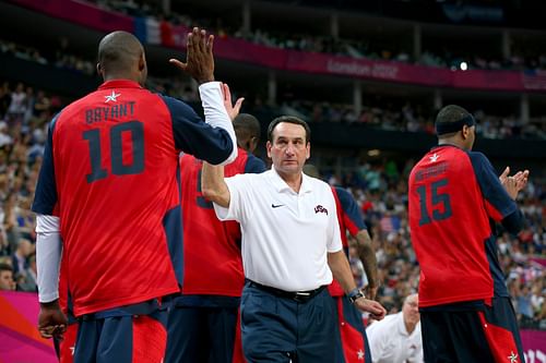 Kobe Bryand and Mike Krzyzewski for Team US A Basketball