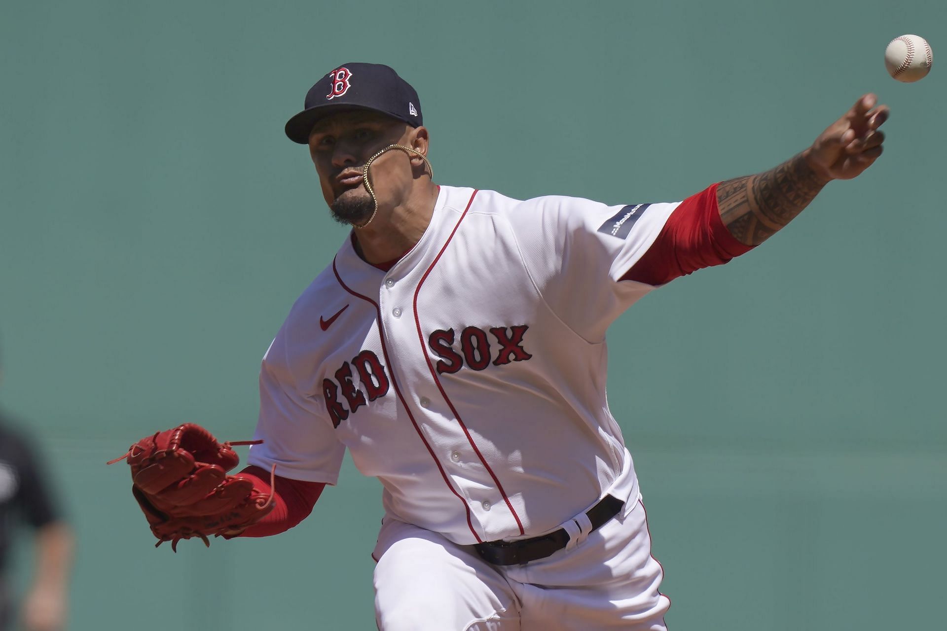 Brennan Bernardino of the Boston Red Sox pitches against the New York Mets at Fenway Park