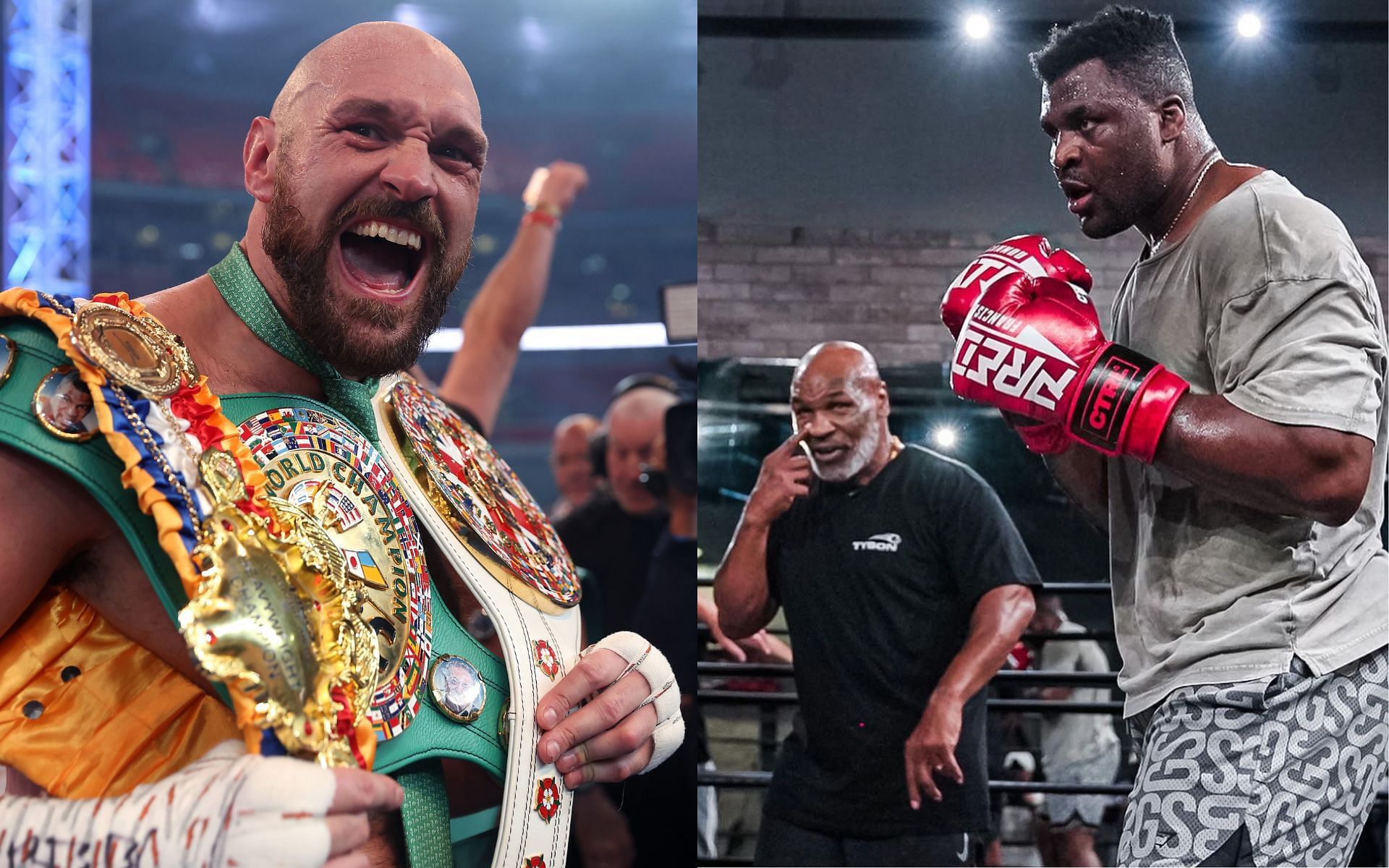 Tyson Fury (left) and Francis Ngannou (right). [via Getty Images and Instagram @francisngannou]