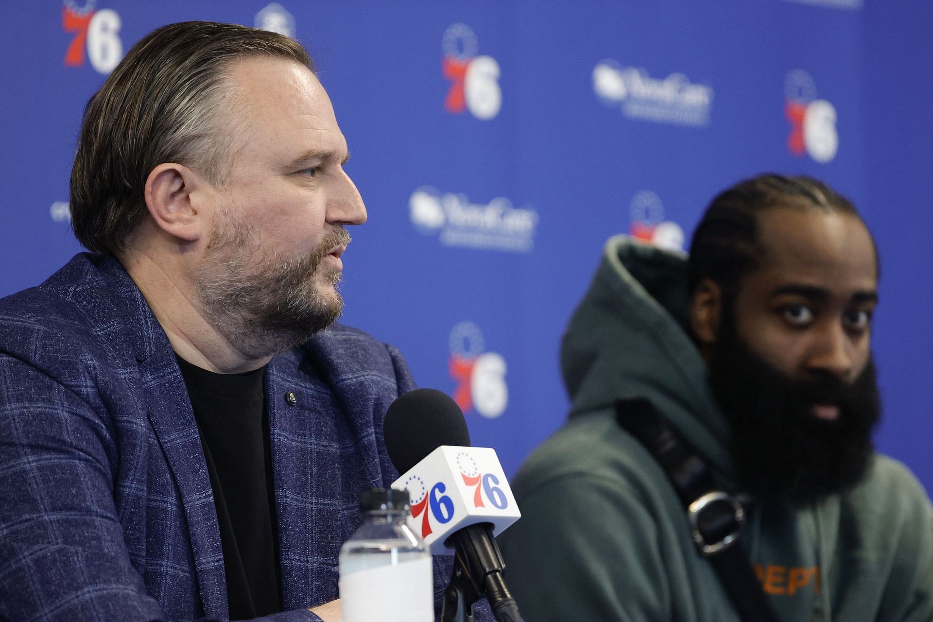 Philadelphia 76ers president Daryl Morey and Sixers star guard James Harden