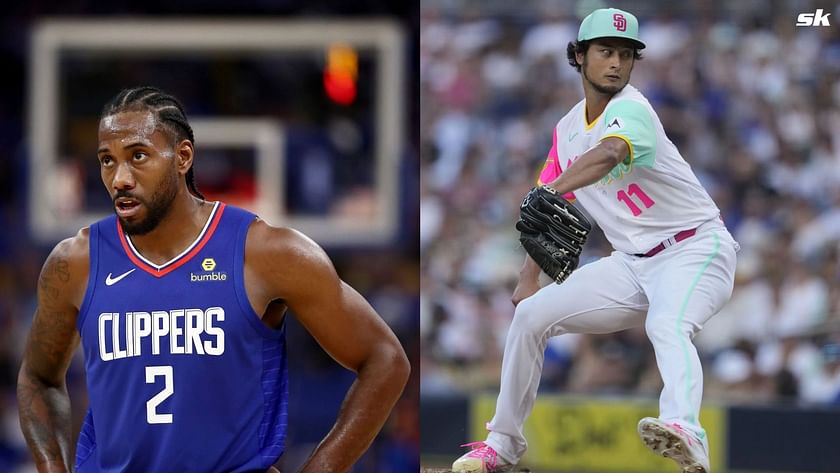 Watch: NBA star Kawhi Leonard rocks Padres City Connect jersey at game vs  Dodgers