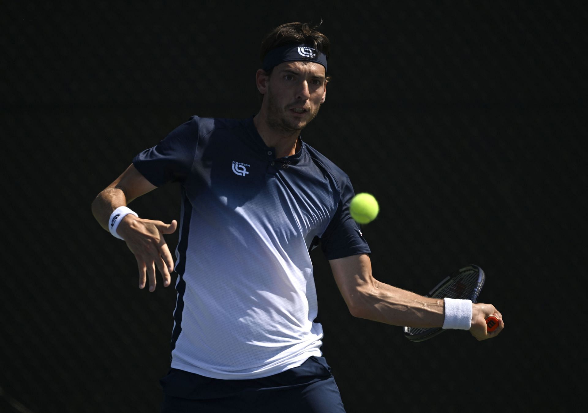 Marc-Andrea Huesler in action at the Winston-Salem Open