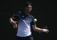 Marc-Andrea Huesler in action at the Winston-Salem Open