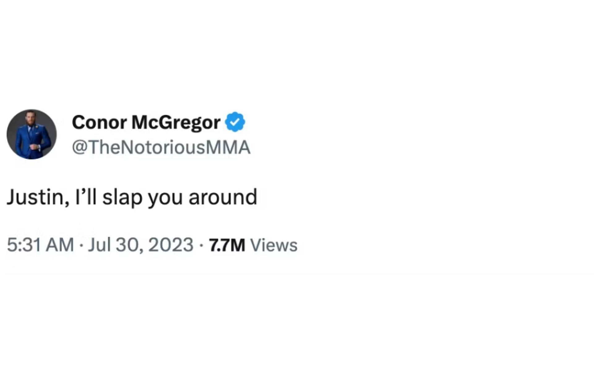 McGregor&#039;s tweet